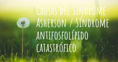 Causas del Síndrome Asherson / Síndrome antifosfolípido catastrófico