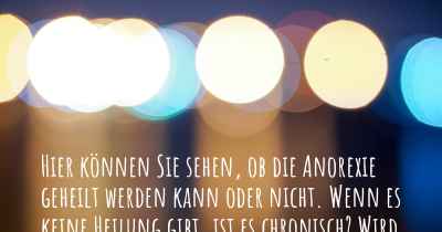 Hier können Sie sehen, ob die Anorexie geheilt werden kann oder nicht. Wenn es keine Heilung gibt, ist es chronisch? Wird bald eine Heilung entdeckt werden?