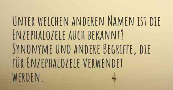 Unter welchen anderen Namen ist die Enzephalozele auch bekannt? Synonyme und andere Begriffe, die für Enzephalozele verwendet werden.