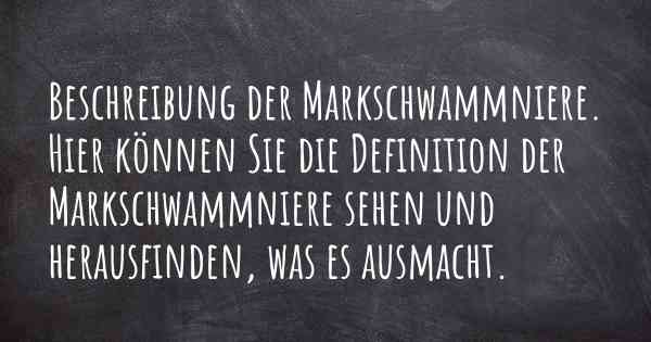 Beschreibung der Markschwammniere. Hier können Sie die Definition der Markschwammniere sehen und herausfinden, was es ausmacht.