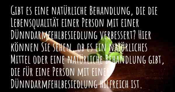 Gibt es eine natürliche Behandlung, die die Lebensqualität einer Person mit einer Dünndarmfehlbesiedlung verbessert? Hier können Sie sehen, ob es ein natürliches Mittel oder eine natürliche Behandlung gibt, die für eine Person mit einer Dünndarmfehlbesiedlung hilfreich ist.