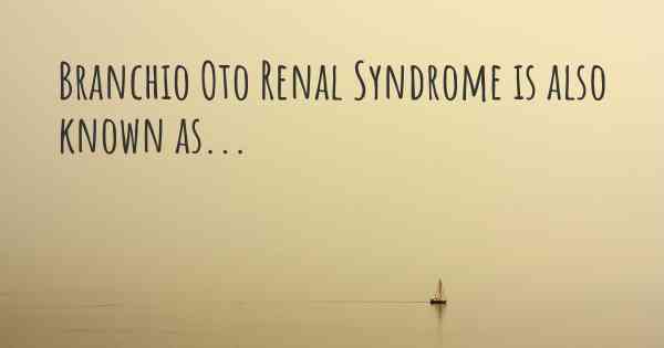 Branchio Oto Renal Syndrome is also known as...