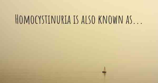 Homocystinuria is also known as...