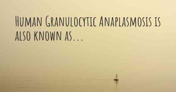 Human Granulocytic Anaplasmosis is also known as...