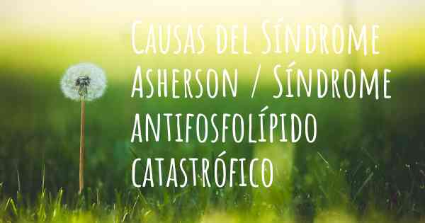 Causas del Síndrome Asherson / Síndrome antifosfolípido catastrófico