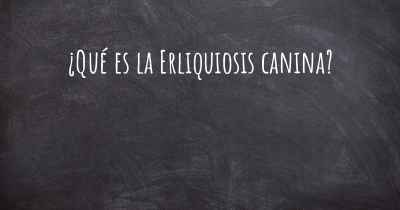 ¿Qué es la Erliquiosis canina?