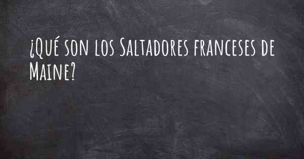 ¿Qué son los Saltadores franceses de Maine?