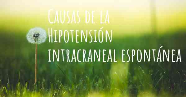 Causas de la Hipotensión intracraneal espontánea