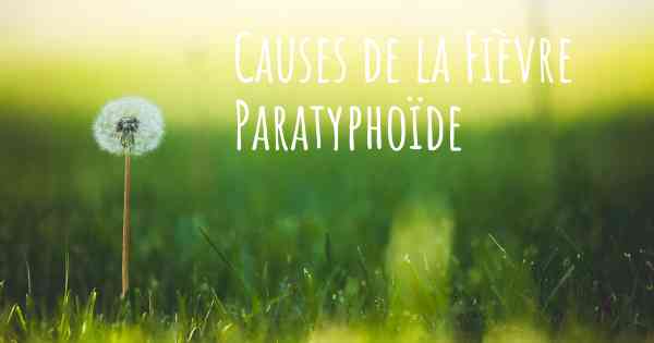 Causes de la Fièvre Paratyphoïde
