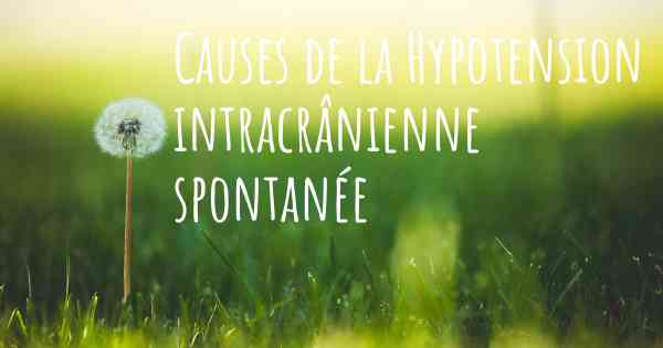 Causes de la Hypotension intracrânienne spontanée