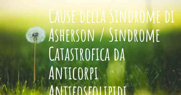 Cause della Sindrome di Asherson / Sindrome Catastrofica da Anticorpi Antifosfolipidi