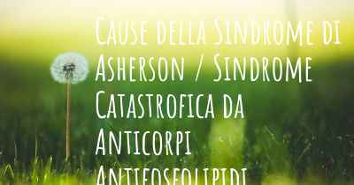 Cause della Sindrome di Asherson / Sindrome Catastrofica da Anticorpi Antifosfolipidi