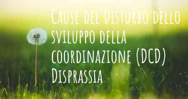 Cause del Disturbo dello sviluppo della coordinazione (DCD) Disprassia