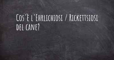 Cos'è l'Ehrlichiosi / Rickettsiosi del cane?