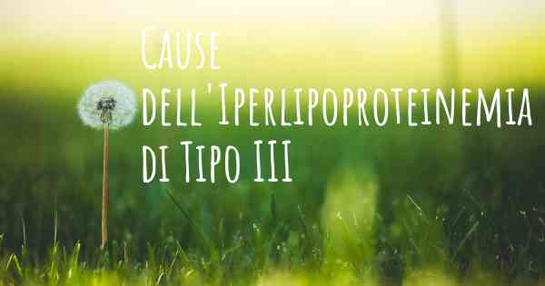 Cause dell'Iperlipoproteinemia di Tipo III