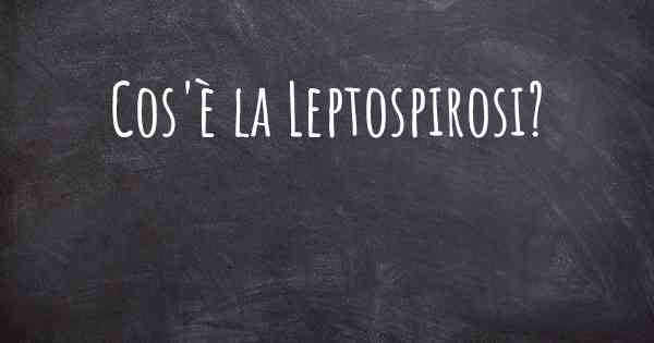 Cos'è la Leptospirosi?