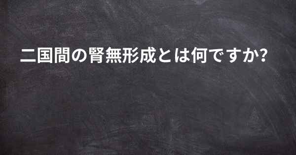 二国間の腎無形成とは何ですか？