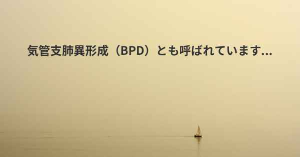 気管支肺異形成（BPD）とも呼ばれています...