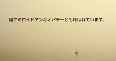 脳アミロイドアンギオパチーとも呼ばれています...