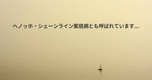 ヘノッホ・シェーンライン紫斑病とも呼ばれています...