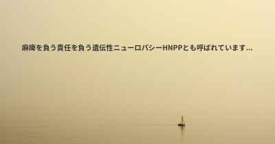 麻痺を負う責任を負う遺伝性ニューロパシーHNPPとも呼ばれています...