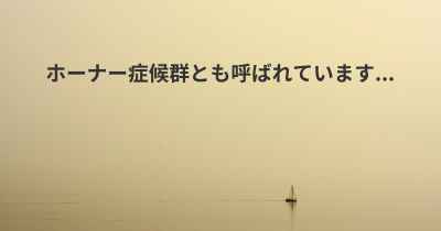 ホーナー症候群とも呼ばれています...