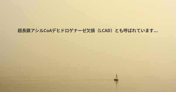 超長鎖アシルCoAデヒドロゲナーゼ欠損（LCAD）とも呼ばれています...