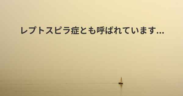 レプトスピラ症とも呼ばれています...