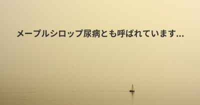 メープルシロップ尿病とも呼ばれています...