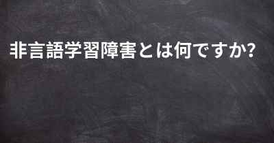 非言語学習障害とは何ですか？