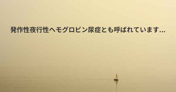 発作性夜行性ヘモグロビン尿症とも呼ばれています...