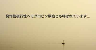 発作性夜行性ヘモグロビン尿症とも呼ばれています...