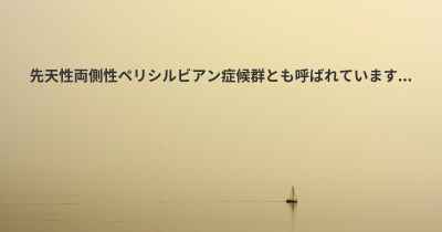 先天性両側性ペリシルビアン症候群とも呼ばれています...