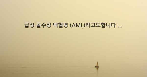 급성 골수성 백혈병 (AML)라고도합니다 ...