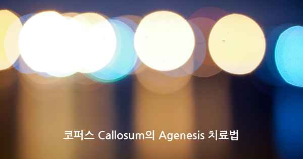 코퍼스 Callosum의 Agenesis 치료법