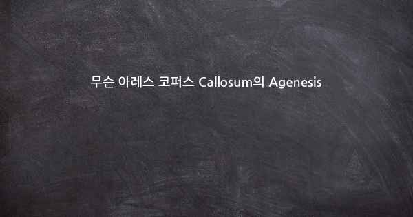 무슨 아레스 코퍼스 Callosum의 Agenesis