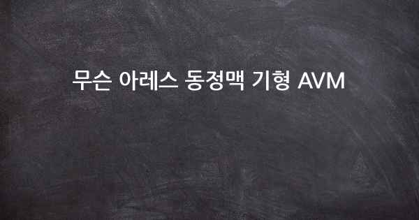 무슨 아레스 동정맥 기형 AVM