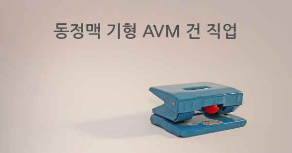 동정맥 기형 AVM 건 직업