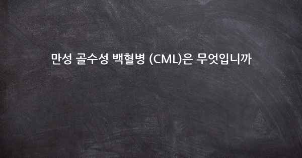 만성 골수성 백혈병 (CML)은 무엇입니까