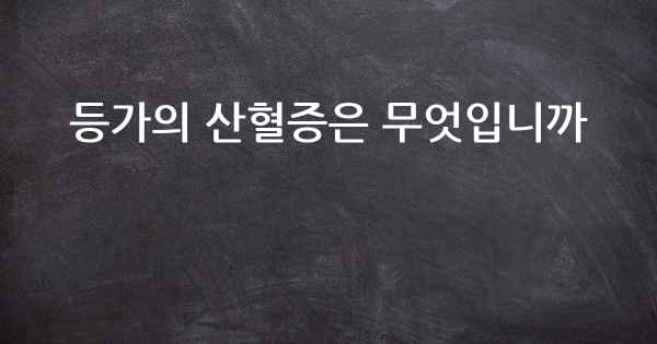 등가의 산혈증은 무엇입니까