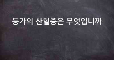 등가의 산혈증은 무엇입니까