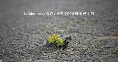 Ledderhoses 질병 / 족저 섬유증의 최신 진행