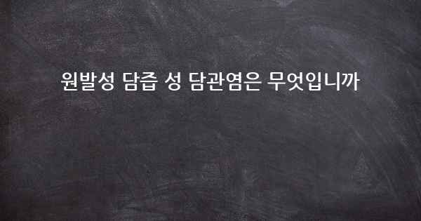 원발성 담즙 성 담관염은 무엇입니까