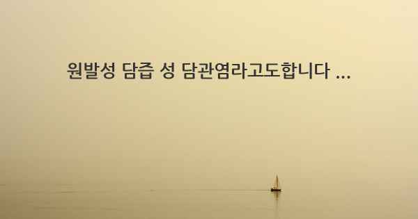 원발성 담즙 성 담관염라고도합니다 ...