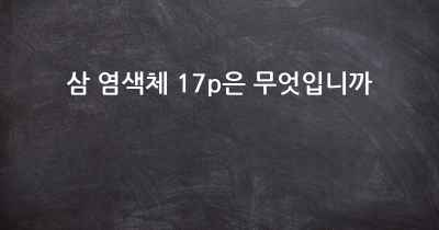 삼 염색체 17p은 무엇입니까