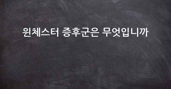 윈체스터 증후군은 무엇입니까