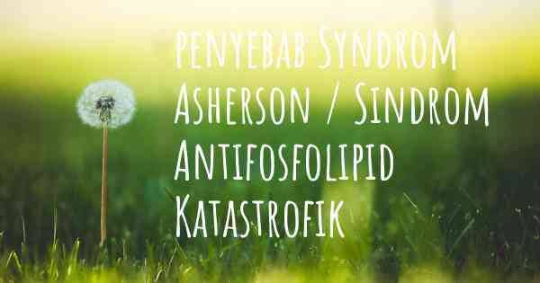 penyebab Syndrom Asherson / Sindrom Antifosfolipid Katastrofik