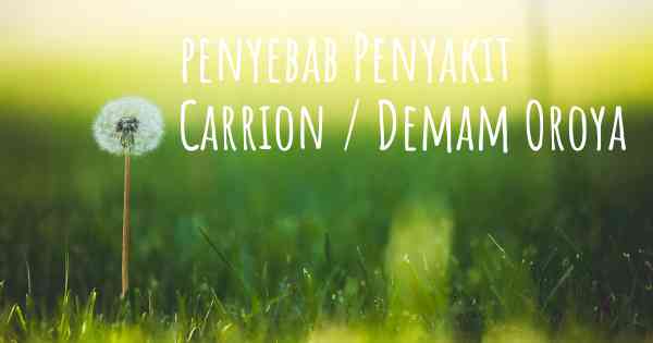 penyebab Penyakit Carrion / Demam Oroya