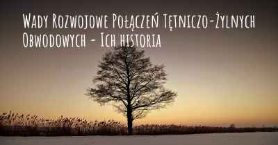 Wady Rozwojowe Połączeń Tętniczo-Żylnych Obwodowych - Ich historia