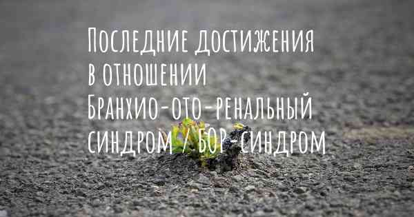 Последние достижения в отношении Бранхио-ото-ренальный синдром / БОР-синдром